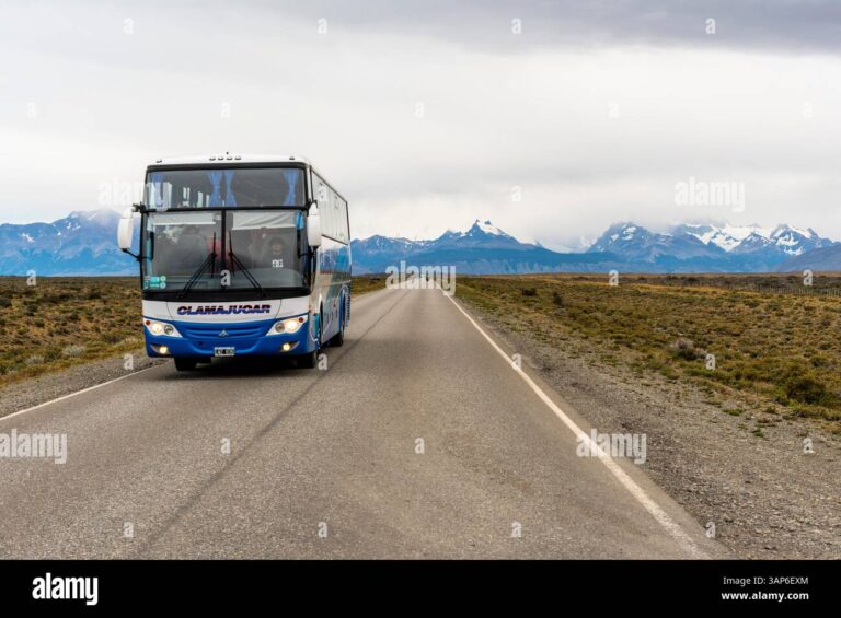 autobus moderno en carretera panoramica argentina