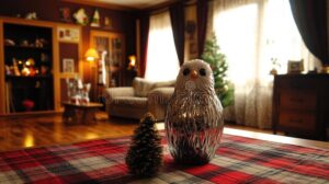 buho decorativo en sala de estar acogedora