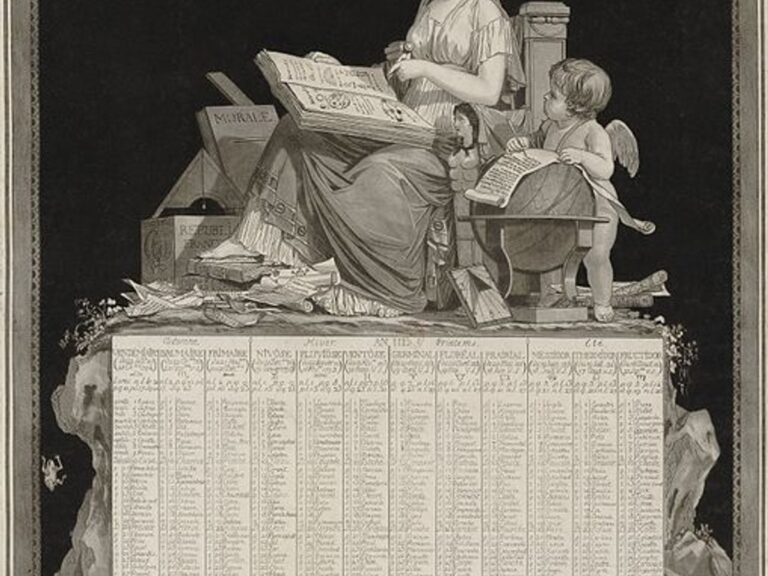 calendario frances con elementos naturales representativos