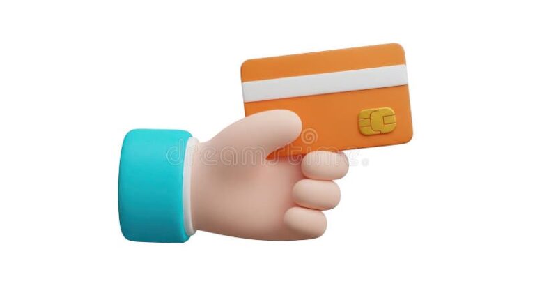 mano pagando con tarjeta de credito naranja