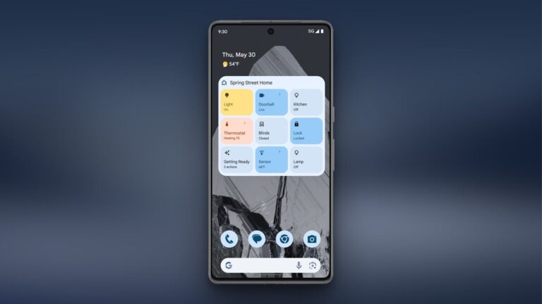 telefono android con pantalla de inicio google